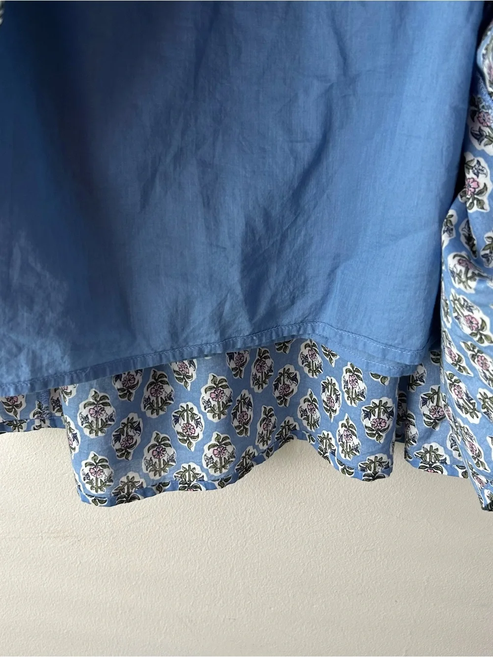 J. Crew Tiered Maxi Skirt Block Print Floral 100% Cotton Cottagecore Blue 3X - Picture 8 of 11